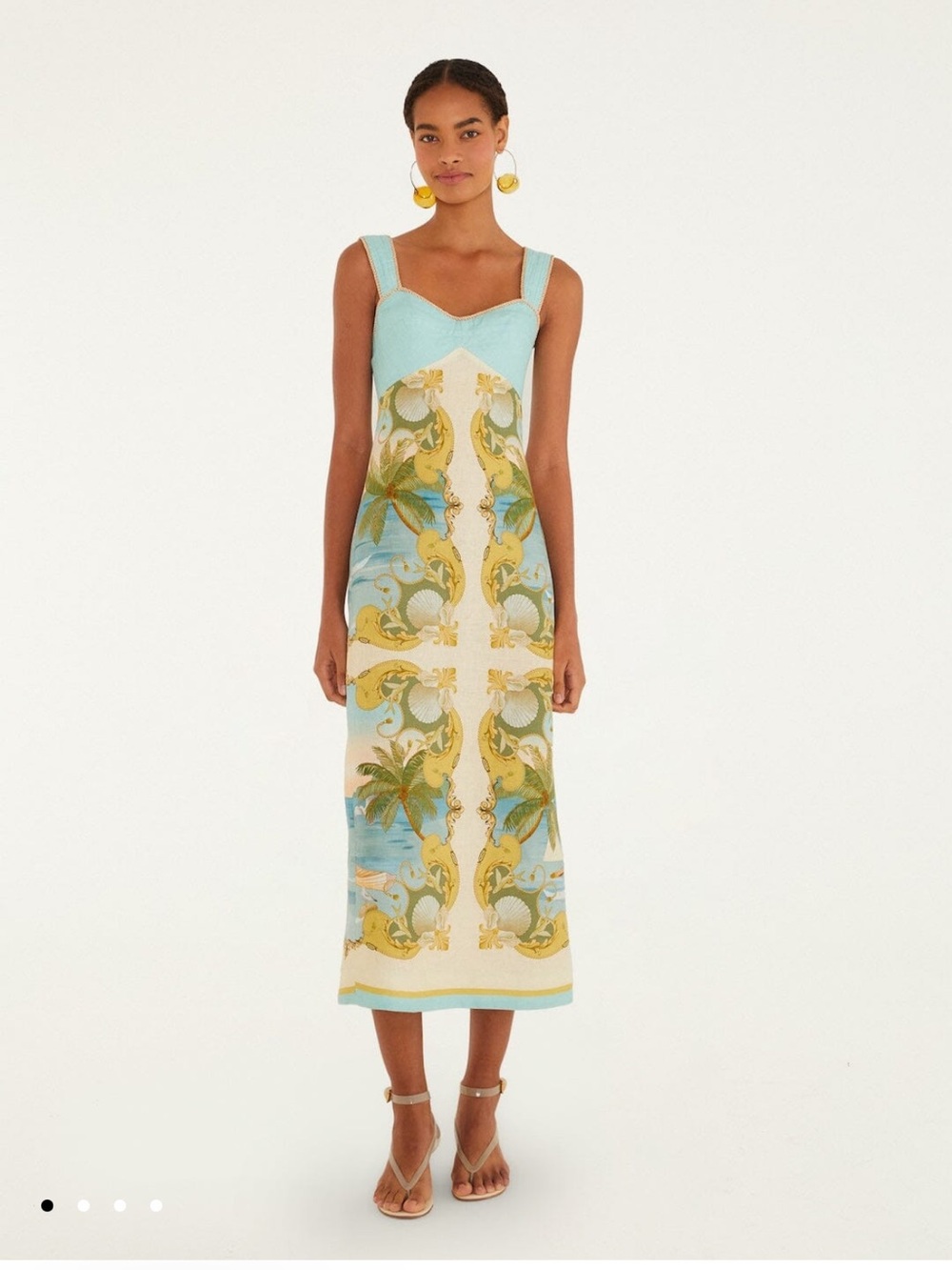 FARM Rio Mint and Yellow Printed Midi Dress - Picture 1 of 7
